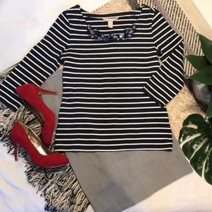 💙NWT BANANA REPUBLIC EMBELLISHED STRIPED TOP💙XS